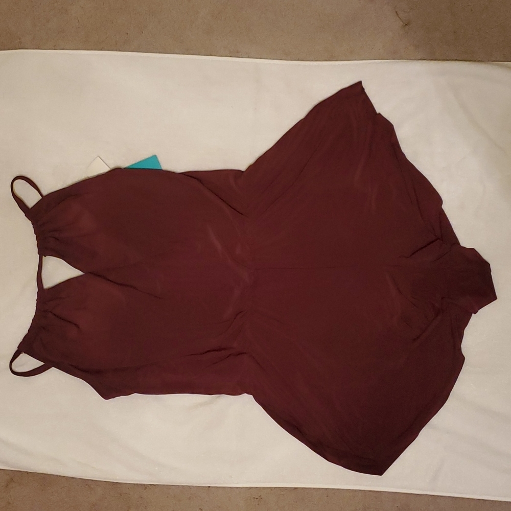 Aquagreen brand Wine colored 1 piece swimsuit size XL 16/18 BNWT